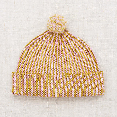 【D2】Misha&Puff（ミーシャアンドパフ）2024AW  Strata Garter Hat -  Citron×Pink Lilac- キッズニット帽