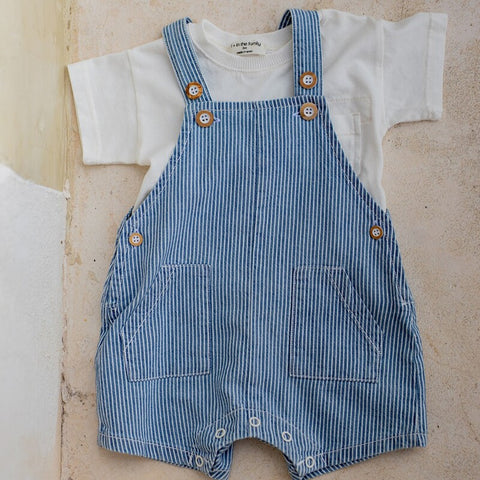 1 + in the family（ワンモア イン ザ ファミリー） 2026SS  TALAIES -denim- ヒッコリーストライプ ショートオール