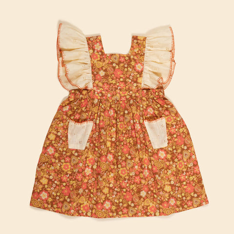Apolina（アポリナ）2025AW  Ursina Embroidered Pinafore - Autumn Harvest Floral -　キッズドレス 、ピナフォア