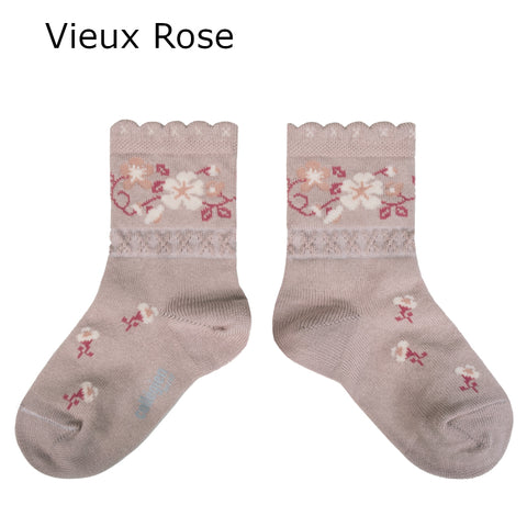 【25SS新カラー】collegien コレジアン Camelia - Jacquard Flower Ankle Socks キッズ  アンクルソックス 【3465】