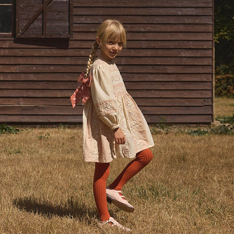 Apolina（アポリナ）2026AW WILMA DRESS - DRIED ROSE/CREAM -　キッズワンピース.