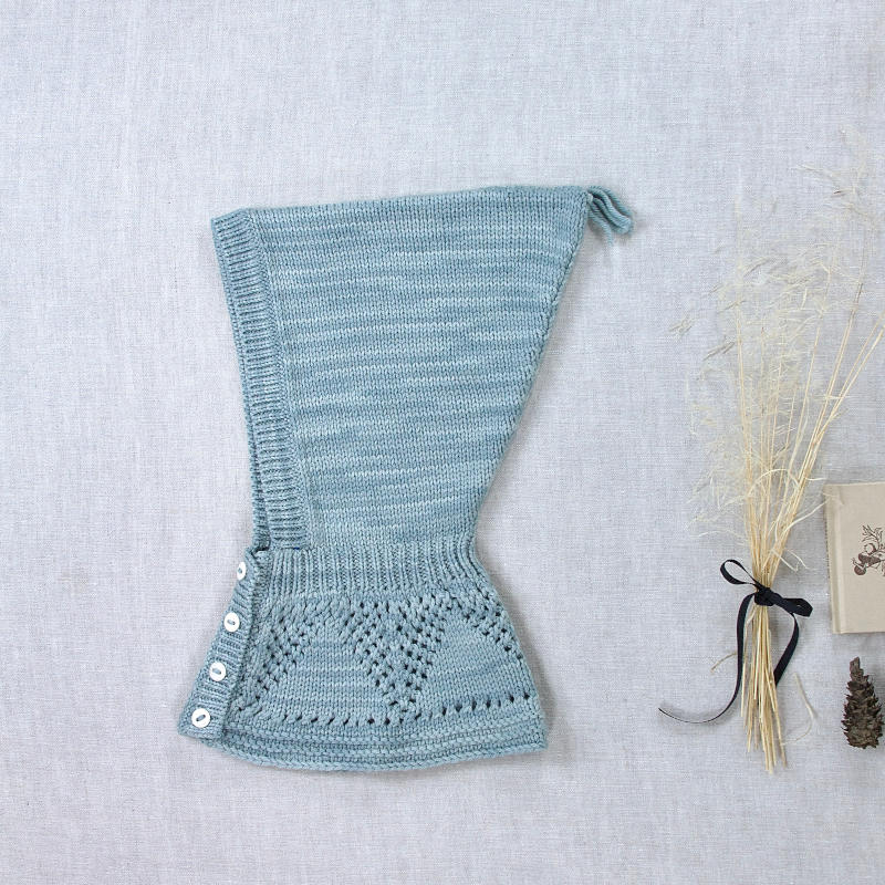 iver and isla 2024AW lace yoke balaclava -juniper- フード、ニット帽