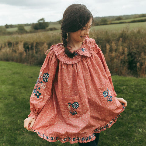 【D2】Lali Kids（ラリキッズ）2025AW Belle Dress in Old Rose キッズワンピース