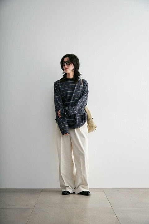 【3月中旬入荷次第お届けのご予約】anuke（アンヌーク） Border Loose Long T-shirts 62620620.