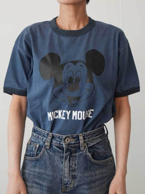 382. JOHNBULLE ジョンブル / MICKEY MOUSE RINGER Tシャツ(ホワイト/ブラック/ブラウン/ブルー)ユニセックス  (JT262C16)