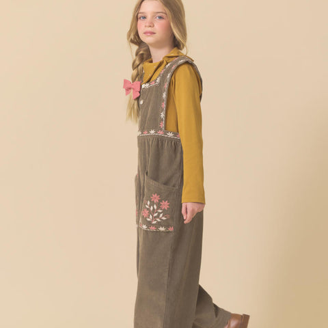 Lali Kids（ラリキッズ）2025AW Clara Romper in Cypress Corduroy　コーデュロイサロペット、オーバーオール