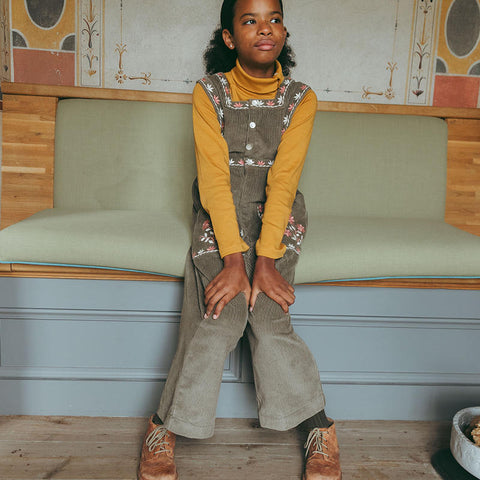 Lali Kids（ラリキッズ）2025AW Clara Romper in Cypress Corduroy　コーデュロイサロペット、オーバーオール