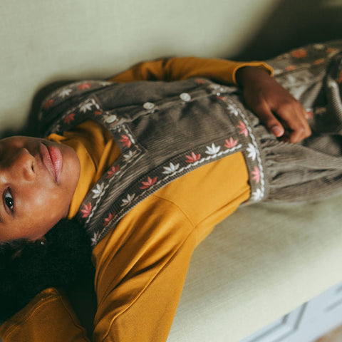 Lali Kids（ラリキッズ）2025AW Clara Romper in Cypress Corduroy　コーデュロイサロペット、オーバーオール