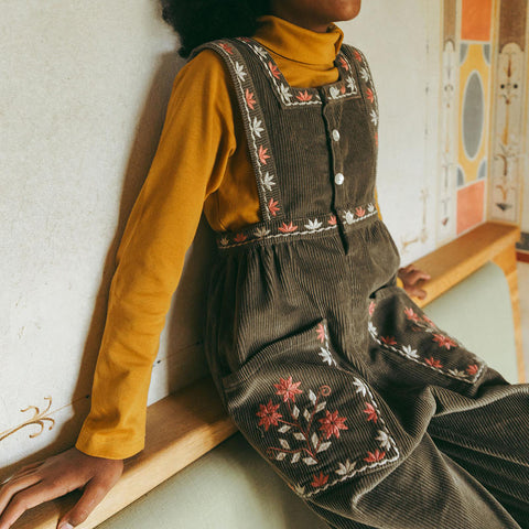 Lali Kids（ラリキッズ）2025AW Clara Romper in Cypress Corduroy　コーデュロイサロペット、オーバーオール