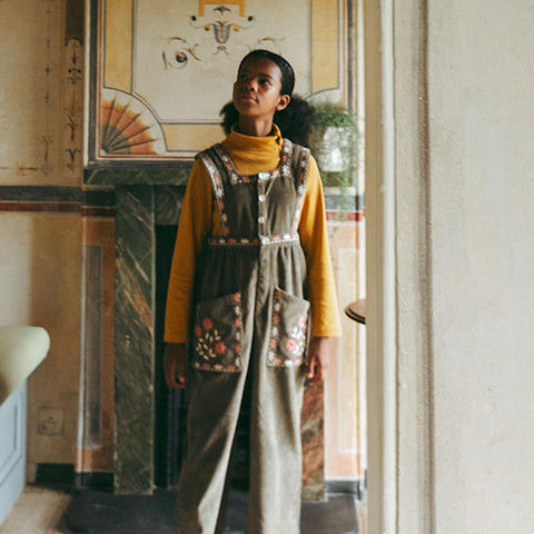 Lali Kids（ラリキッズ）2025AW Clara Romper in Cypress Corduroy　コーデュロイサロペット、オーバーオール