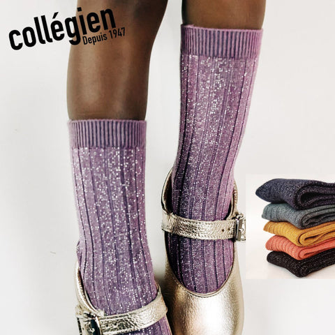 collegien Victoire - Glitter Ribbed Crew Socks  キッズ ソックス13.5-21cm【6060】