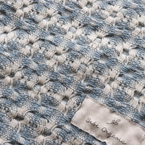 Bebe Organic（ベベオーガニック）2026AW Crochet Blanket -Blue Retro Crochet- クロシェ編みブランケット、おくるみ