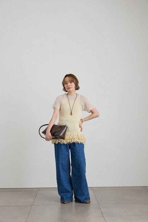【5月中旬入荷次第お届けのご予約】anuke（アンヌーク） Americansleeve Fringe Tops 62710526.