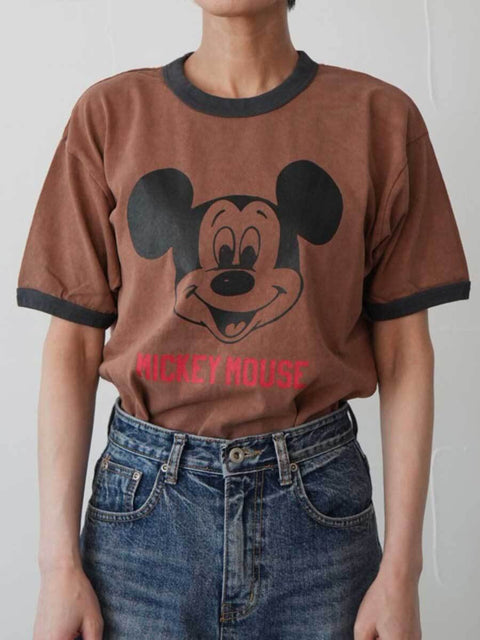 382. JOHNBULLE ジョンブル / MICKEY MOUSE RINGER Tシャツ(ホワイト/ブラック/ブラウン/ブルー)ユニセックス  (JT262C16)