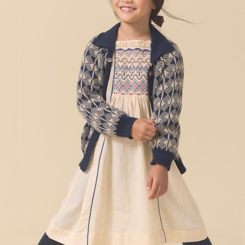 【D2】Lali Kids（ラリキッズ）2025AW Isla Dress in Ivory キッズワンピース