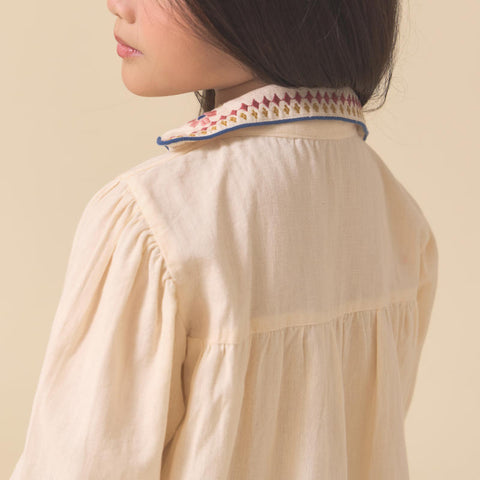 【D2】Lali Kids（ラリキッズ）2025AW Isla Dress in Ivory キッズワンピース