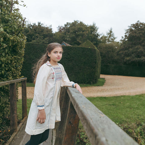 【D2】Lali Kids（ラリキッズ）2025AW Isla Dress in Ivory キッズワンピース