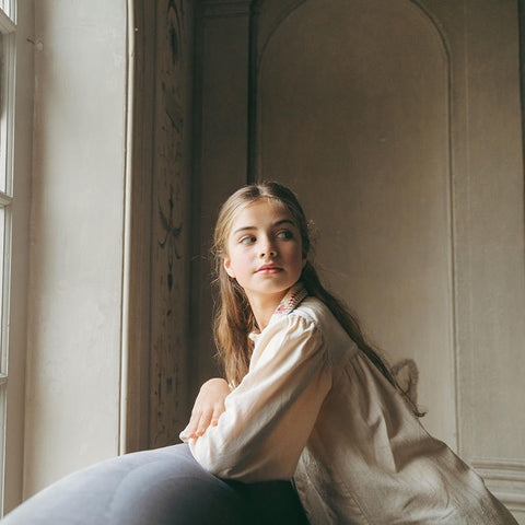 【D2】Lali Kids（ラリキッズ）2025AW Isla Dress in Ivory キッズワンピース