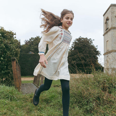 【D2】Lali Kids（ラリキッズ）2025AW Isla Dress in Ivory キッズワンピース