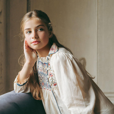 【D2】Lali Kids（ラリキッズ）2025AW Isla Dress in Ivory キッズワンピース