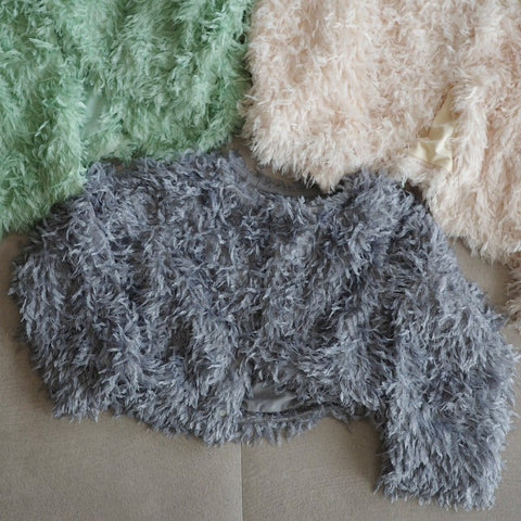 【drop2】&pal（アンドパル）2025AW  fluffy feather cardigan blue 2WAYファーカーディガン ブルー