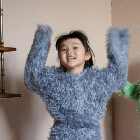 【drop2】&pal（アンドパル）2025AW  fluffy feather cardigan blue 2WAYファーカーディガン ブルー