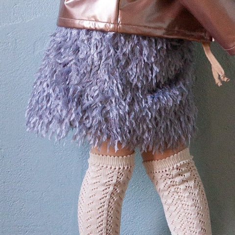 【drop2】&pal（アンドパル）2025AW  fluffy feather skirt blue　ファースカート ブルー