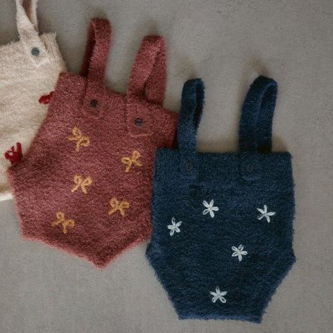 【drop2】&pal（アンドパル）2025AW　motif bouclé baby rompers flower　モチーフロンパース　フラワー