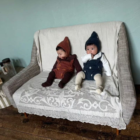 【drop2】&pal（アンドパル）2025AW　motif bouclé baby rompers flower　モチーフロンパース　フラワー