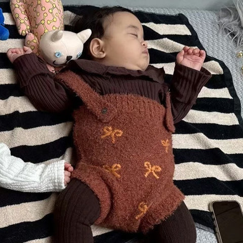 【drop2】&pal（アンドパル）2025AW　motif bouclé baby rompers ribbon　モチーフロンパース リボン　