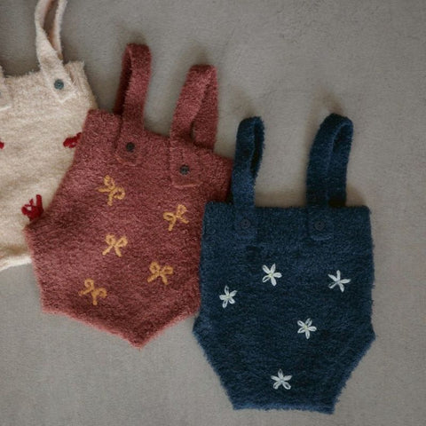 【drop2】&pal（アンドパル）2025AW　motif bouclé baby rompers ribbon　モチーフロンパース リボン　