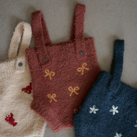 【drop2】&pal（アンドパル）2025AW　motif bouclé baby rompers ribbon　モチーフロンパース リボン　