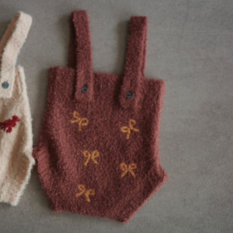 【drop2】&pal（アンドパル）2025AW　motif bouclé baby rompers ribbon　モチーフロンパース リボン　