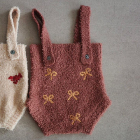 【drop2】&pal（アンドパル）2025AW　motif bouclé baby rompers ribbon　モチーフロンパース リボン　