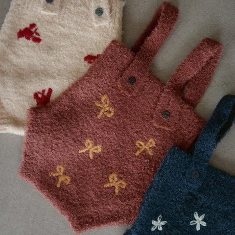 【drop2】&pal（アンドパル）2025AW　motif bouclé baby rompers ribbon　モチーフロンパース リボン　