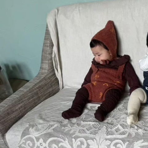 【drop2】&pal（アンドパル）2025AW　motif bouclé baby rompers ribbon　モチーフロンパース リボン　