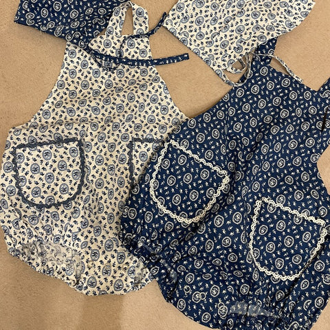【drop3】&pal（アンドパル）2026SS　floral pattern salopette rompers　blue　花柄サロペットロンパース　ブルー