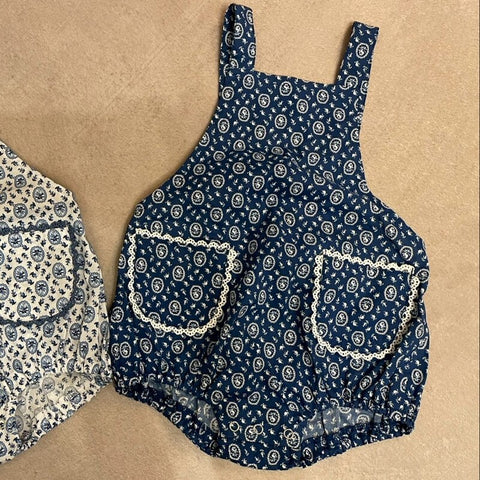 【drop3】&pal（アンドパル）2026SS　floral pattern salopette rompers　blue　花柄サロペットロンパース　ブルー