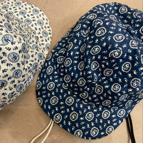 【drop3】&pal（アンドパル）2026SS　 floral print cap blue　花柄プリントキャップ帽　ブルー