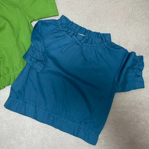 　【drop3】&pal（アンドパル）2026SS　retro color puff sleeve T-shirt  navy　パフTシャツ　ネイビー