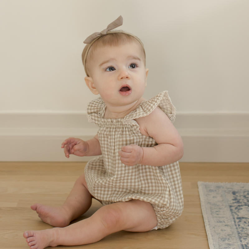 Quincy Mae（クインシーメイ）2024SS BONNIE ROMPER OAT GINGHAM