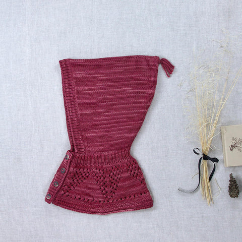 iver&isla 2024AW lace yoke balaclava -mulberry- フード、ニット帽