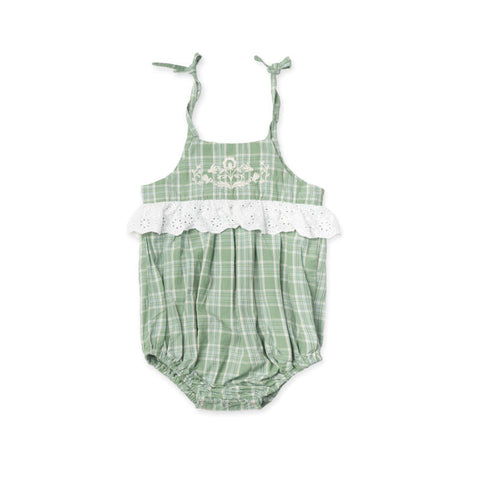 Lali Kids（ラリキッズ）2024SS SUMMER FLORA ROMPER ロンパース GARDEN PLAID WITH ENBROIDERY