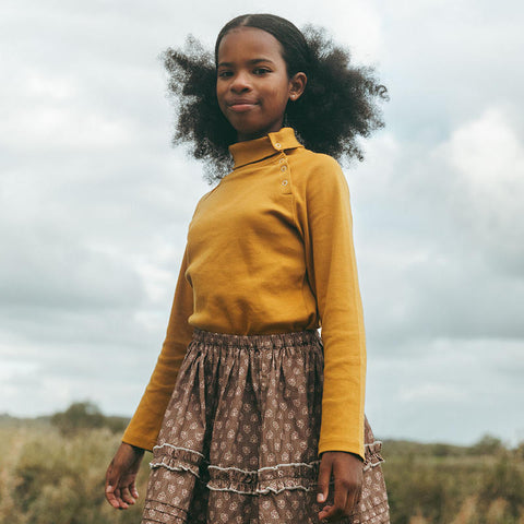 Lali Kids（ラリキッズ）2025AW Snap Turtleneck in Mustard　タートルネックトップス