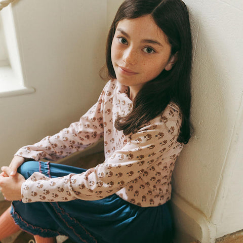 Lali Kids（ラリキッズ）2025AW Snap Turtleneck in Textured Floral　タートルネックトップス