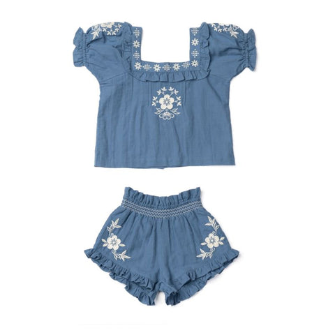 Lali Kids（ラリキッズ）2024SS BLOSSOM SET BLUEJAY EMBROIDERY トップス＋パンツセット